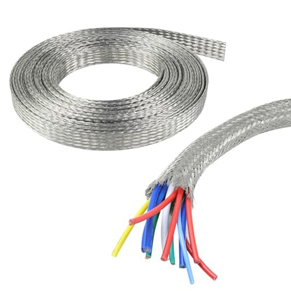 Tinned Copper Braid Cable Wire Shielding Sleeve 1/2 in Wide(0.32 ID)-28ft - size: 1/2 in Wide(0.32 in Dia)-28ft