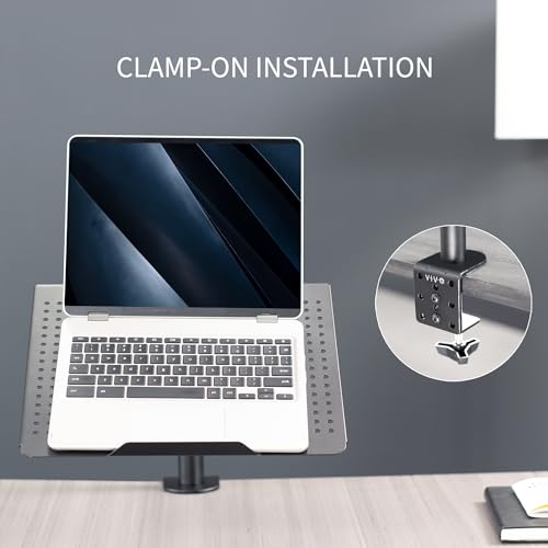 VIVO Single Laptop Notebook Desk Mount Stand, Fully Adjustable Extension with C-clamp, Fits up to 17 inch Laptops, Black, STAND-V001L - style: Desk Mount