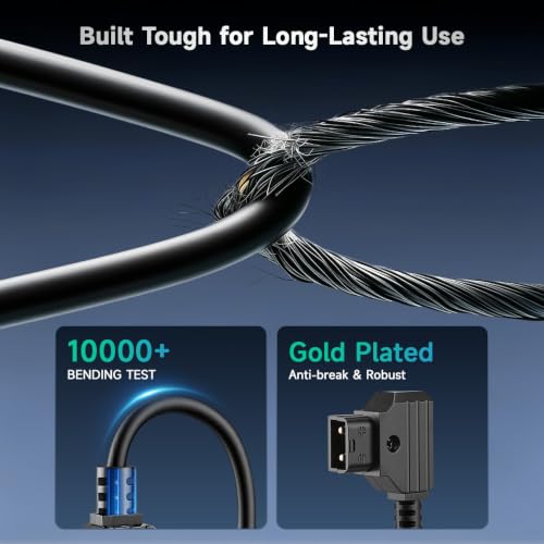 Alvin's Cables BMPCC 4K 6K to D Tap Power Cable Weipu 2 Pin Female to P Tap Coiled Cable with Light for Blackmagic Pocket Cinema Camera 4K| 6K| pro - color: Coiled with LED