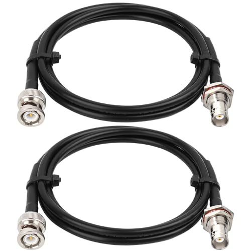 MOOKEERF 2PCS 50 ohm RG58 BNC Male to Female Coax Cable - 5FT Low Loss Antenna Extension for CB Radio/VHF Ham Radio/Wireless Microphone/Antenna/CCTV/Amateur Radio - size: 5FT