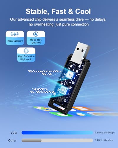 VJB Wireless CarPlay & Android Auto Adapter Dongle for iPhone & Android, Wired to Wireless Converter, Plug and Play USB Car Accessory, Fast Auto-Connect for 2016+ Vehicles (iOS 10+, Android 10+)