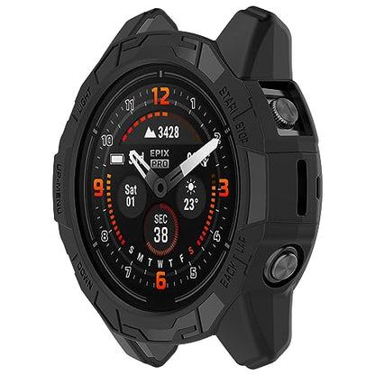 Case Compatible with Garmin epix Pro (Gen 2) 47mm/Fenix 7 Pro (47mm), TPU Screen Cover Anti-Scratch Bumper Frame Replacement Protective Case for Epix Pro 47mm&Fenix 7 Pro 47mm (Black) - color: Black
