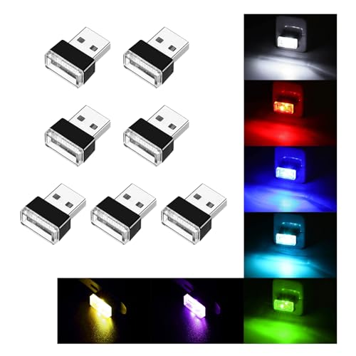 Ziciner 7 PCS USB LED Car Interior Atmosphere Lamp, Portable Mini LED Night Light, Plug-in USB Interface Trunk Ambient Lighting Kit, Universal Interior Accessories for Most Vehicles (MultiColour) - color: 7 PCS-MultiColour