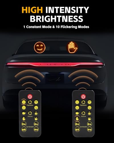 8-in-1 Hand Gesture Light for Car, [4 Gestures & 4 Emojis] Glogesture Light with Heat-Resistant 3M Velcro, [Remote Control] Road Rage Hand Led Sign for Car Window, Funny Truck Accessories - color: Gesture Light