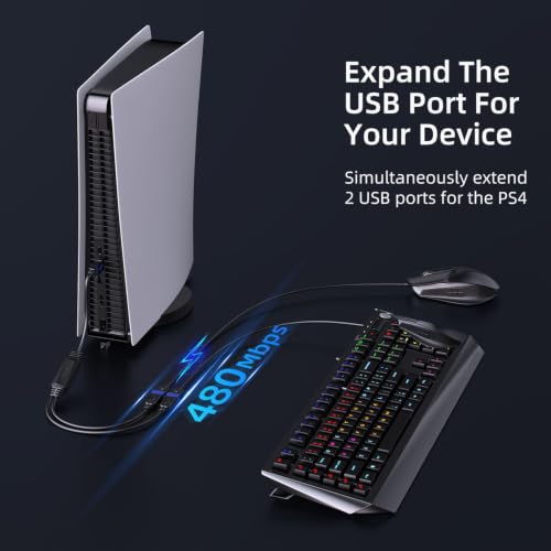 USB Splitter, USB Y Splitter Dual USB 2.0 Charger Cable 1 Male to 2 Female Power Cord Extension Hub Adapter Replacement for Car/Laptop/LED etc