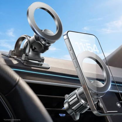 LISEN for MagSafe Car Phone Mount -Strong Magnets Magnetic Phone Holders for Your Car 2-in-1 Vent Dashboard Magnet Cell Phones Holder Mounts Car Accessories fit Note 18 iPhone 17 Pro Max 16 15 14 13 - color: Black