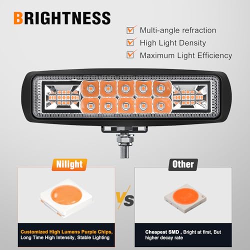 Nilight 2 PCS 6 Inch 60 W Purple LED Light Pods Spot Flood Combo Beam - color: 60W Led Pods 2Pcs Purple
