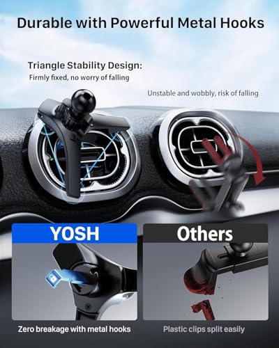 YOSH Mag-Safe Car Mount Charger for Mercedes Benz/Mini Cooper 2020-23&Countryman, Audi A1, Mercedes Benz Car Accessories, 15W Fast Charging Magnetic Wireless Charger for iPhone 16 15 14 13 12 Series
