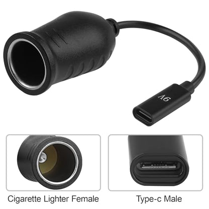 USB C to Cigarette Lighter Adapter Type-C Socket Charging Cable,Compatible with Dash Cam,GPS,Car LED Lights (9V Type-C Female to Cigarette Lighter Socket Charging Cable, 0.2M/0.65FT) - size: 0.2M/0.65FT, style: 9V Type-C Female to Cigarette Lighter Socket