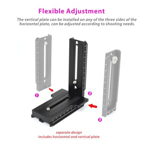 L Bracket Vertical Mount Quick Release Plate for DJI Ronin RSC2 / RS2/ RS3 / S, Zhiyun Weebill S Gimbal, DSLR Camera, Tripod, Monopod