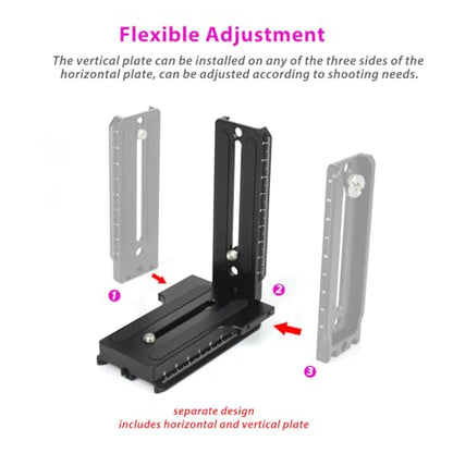L Bracket Vertical Mount Quick Release Plate for DJI Ronin RSC2 / RS2/ RS3 / S, Zhiyun Weebill S Gimbal, DSLR Camera, Tripod, Monopod