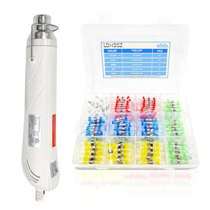 400PCS Solder Seal Wire Connectors Kit with Heat Air Gun, Heat Shrink Solder Butt Connectors Waterproof Electrical Terminals for Automotive Marine Boat RV Wiring Repair - style: 400PCS