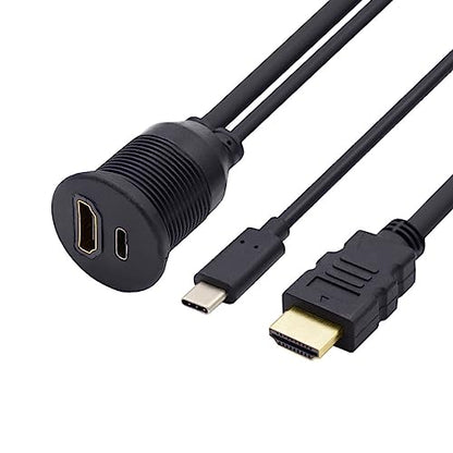 chenyang USB C & HDMI 4K Flush Car Latch Mount Waterproof Dustproof Adapter - style: HDMI/USB 2.0 Type C