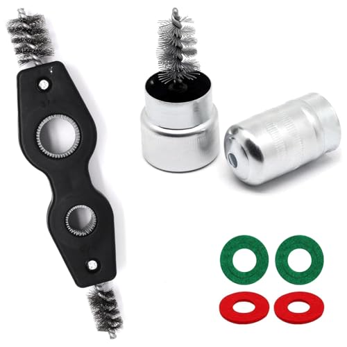 Battery Terminal Cleaner Kit, Battery Terminal Brush & 4 in 1 Copper Tubing Brush & 2pcs Anti-Corrosion Fiber Washers (Black) - color: Silver & Black -6pcs Set