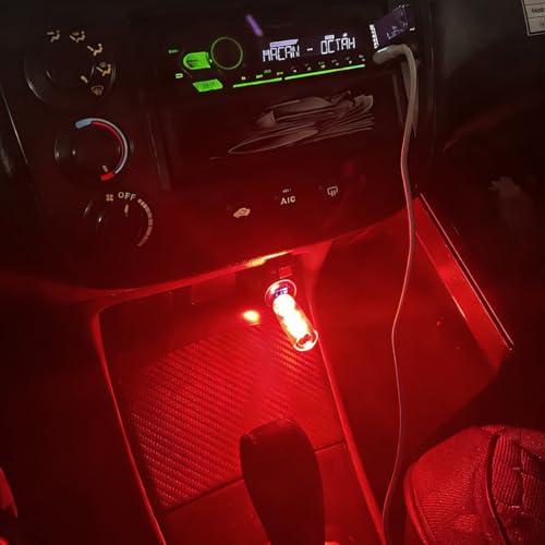 2 PCS Car USB Night Light Bulb, Touch Dimmable Car Interior Ambient Lights, Mini Retro Glass Bottle LED Lamp, Plug-in USB Mood Light for Vehicle, Bedroom, Camping(Red) - color: Red