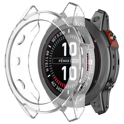 Protector Cases Compatible with Garmin Fenix 7X/Epix Pro 51MM Case Cover Soft TPU Bumper Rugged Shock Proof Protective Shell for Garmin Fenix 7X Pro Watch Case - color: Transparent white
