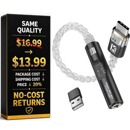 USB C to 3.5mm Audio Adapter with DAC for iPhone, Samsung & iPad - color: Inky