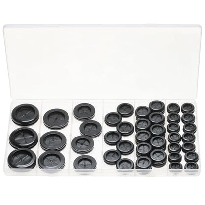 Rubber Grommets for Wiring, Rubber Grommet Kit in 6 Sizes for 5/8", 13/16", 7/8", 1", 1-3/16", 1-1/2" Drill Hole, 51 pcs Black Double-Sided Rubber Plug Solution for Wire Protection - style: Mixed Size
