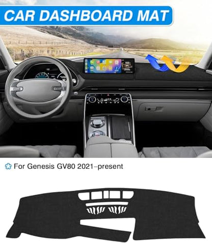 CARTIST Dash Cover Fit for Genesis GV80 2021 2022 2023 2024 2025 Dashboard Cover Mat for GV80 Accessories Non-Slip Carpet Sunshield Glare UV Rays Protector - size: Genesis GV80 2021 2022 2023 2024 2025