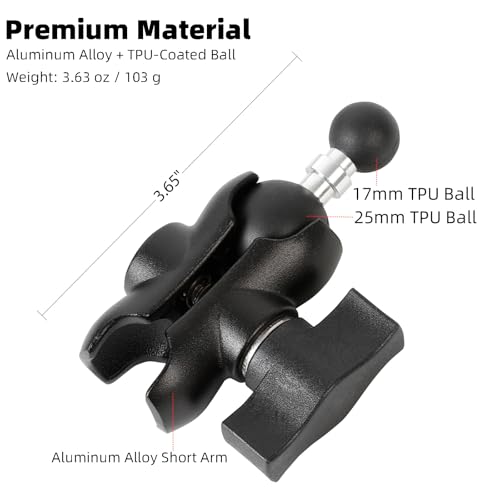 1" to 17mm Ball Adapter with 2.36" Short Double Socket Arm, Compatible with RAM B Size Mounts, Suitable for Garmin GPS Mount and 17mm Swivel Ball Mounting Phone Holders - style: 1" to 17mm Ball Adapter with 2.36" Arm