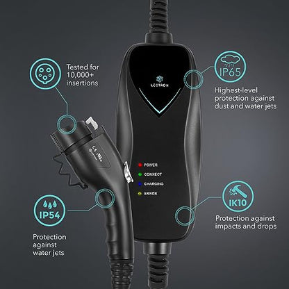 Lectron Level 1 EV Charger - ETL Certified, 120V, 15 Amp, 16 ft Extension Cord & J1772 Cable - Portable Electric Car Charger for J1772 EVs with NEMA 5-15 Plug - size: 15A NEMA 5-15