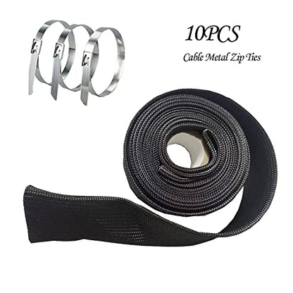 Spark Plug Wire Heat Shield 1" IDX10' Fiberglass Wrap Heat Sleeve Adjustable Fuel Line Heat Shield for Car&Auto Wire Loom Protection (Black) - color: black, size: 1" IDX10'