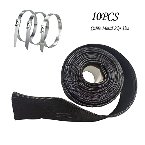 Spark Plug Wire Heat Shield Heat Hose 1/2" IDX10' Fiberglass Wrap Heat Sleeve Adjustable Fuel Line Heat Shield for Car&Auto Wire Loom Protection (Black) - color: black, size: 1/2" IDX10'