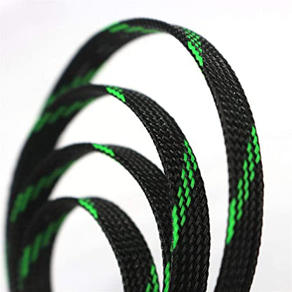 30ft PET Expandable Sleeving Wire Cable Sleeve (1/3", Green&Black) - color: Green&Black, size: 1/3"