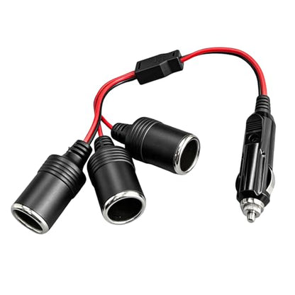 Car Cigarette Lighter Splitter, 12V 24V 1 to 3 Auto Power Charger Port with Indicator Light & 15A Fuse, 3-Socket Cigarette Lighter Adapter Extension Cable for Most Cars - color: 1 to 3