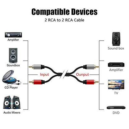 Tan QY 2RCA to 2RCA Audio Cable 25Ft-Gold Plated OFC for HDTV & Gaming - color: 25Ft/8M