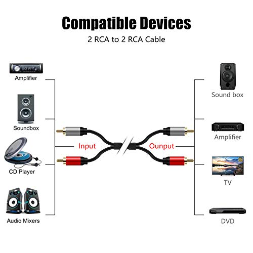 Tan QY 2RCA to 2RCA Audio Cable 20Ft-Gold Plated OFC for HDTV & Gaming - color: 20Ft/6M