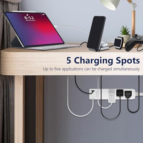 LIDER Outlet Extender with 3 Receptacles, 12W USB-A & USB-C, Flat-Face - color: White, size: 2 Pack