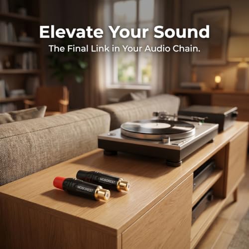 MOBOREST RCA to Speaker Wire Adapter, Male to Female Adapter Audio Phono Gold Plated Solder Speaker Plugs Jack Cable Connector Adapter(Female*2P+Male*2P) - color: RCA Female*2P+Male*2P