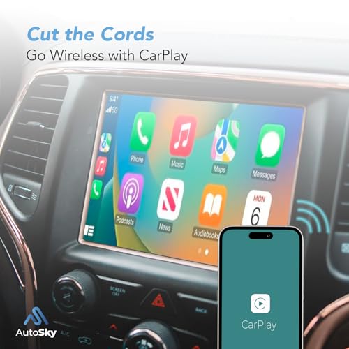 Wireless CarPlay Adapter - Fastest 5Ghz - AutoSky - Plug and Play - USB-C and USB-A Cables - Wired CarPlay Required - style: Mate finish