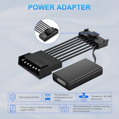 Dashcam Power Adapter 7 Pin Custom for Chevy, Ford, Honda, Lexus, Mitsubishi, Nissan, Toyota and more, Hide The Wires,GPS Radar Mirror Camera Dash Cam Adapter Cable, Connects to Rearview Mirror