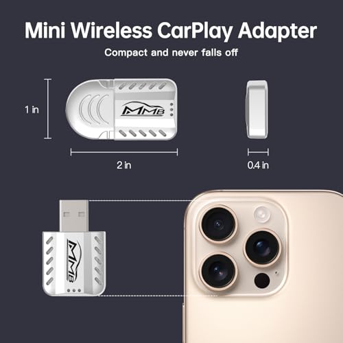 MMB CarPlay Wireless Adapter, 2025 Upgrade CarPlay Dongle Converts Wired to Wireless for iPhone, USB C/A Plug and Play CarPlay Adapter Compatible with iPhone iOS 10+ and Cars with CarPlay