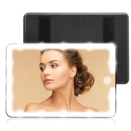 LED Vanity Mirror for Regular Car Sun Visor,Lightweight Car Mirrors with Dimmable Lights, 3-Color Vanity Makeup Mirror for Universal Standard Vehicle Visor - size: Regular(Black-LED)