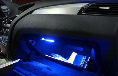 iJDMTOY Ultra Blue LED Compartment Glove Box or Footwell Lights Compatible with Volkswagen Jetta GTI Altas CC Eos, Powered by 3W 18-SMD LED Lights, Replace OEM Incandescent Lamps - style: Blue
