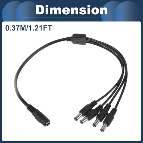 Universal Car Reverse Rear View Parking Camera Video Cable 4 in 1 DC Backup Camera Video Cable Extension for Monitor and Backup Black 0.37M