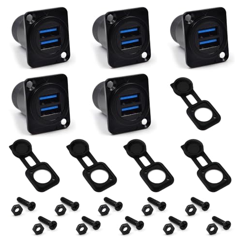 5PCS Dual USB3.0 Panel Mount Female to Female Connector, 2 Ports - color: 5PCS USB3.0