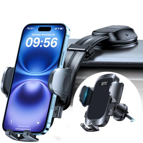 HTU Upgraded Strongest Suction No Block View Bendable Arm Car Phone Holder - color: Matte black