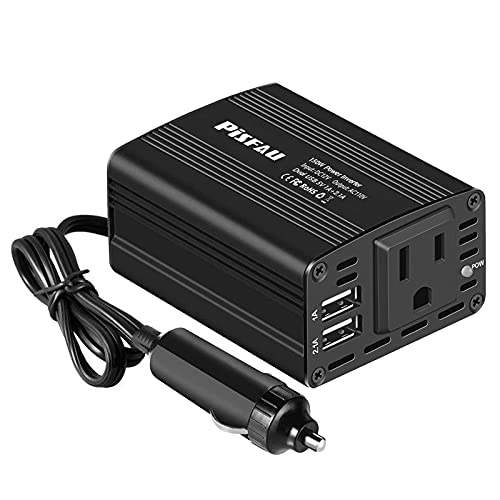 150W Power Inverters for Vehicles 12V DC to 110V AC Car Plug Adapter Outlet - color: Black