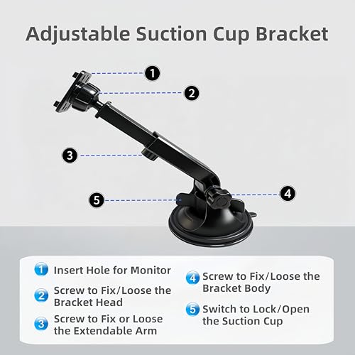 Carplay Screen Mount, Upgrade 90mm Larger Suction Cup Mount 360° Flexible Windshield Dashboard Bracket for 7" 9" 10.26" Inch Car Play Screen Replacement Mount