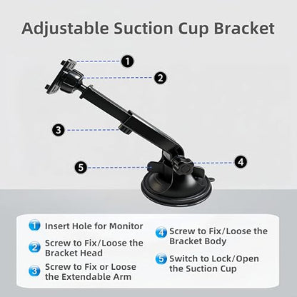 Carplay Screen Mount, Upgrade 90mm Larger Suction Cup Mount 360° Flexible Windshield Dashboard Bracket for 7" 9" 10.26" Inch Car Play Screen Replacement Mount
