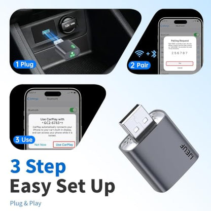 Wireless CarPlay Adapter for Apple iPhone 2026 Upgraded,Ultra-Low Lag,Stable Connection,Mini Car Play Wireless Adapter for Cars with Built-in Wired CarPlay for iPhone iOS 10+,USB A Black - color: Black