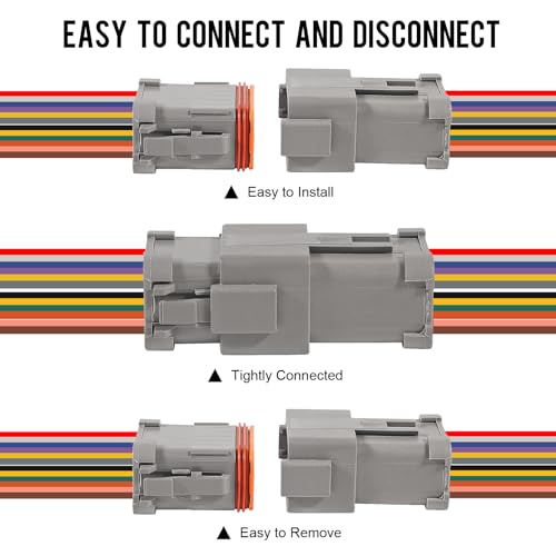2 Sets Deutsch DT 12 Pin Waterproof Connector 12 Way Male Female Automotive Waterproof Electrical Connector Plug with 16 AWG Cable Wire for Car Truck Boats - color: 2Sets 12Pin