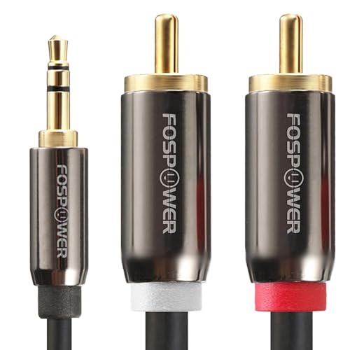FosPower 3.5mm to RCA Cable (10FT), RCA Audio Cable 24K Gold Plated Male to Male Stereo Aux Cord [Left/Right] Y Splitter Adapter Step Down Design - size: 10 Feet