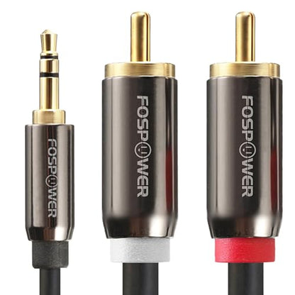 FosPower 3.5mm to RCA Cable (10FT), RCA Audio Cable 24K Gold Plated Male to Male Stereo Aux Cord [Left/Right] Y Splitter Adapter Step Down Design - size: 10 Feet
