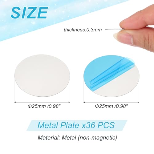PATIKIL 25mm Metal Plate for Phone Magnet, 36pcs Round Adhesive Metal Plate Replacement Stickers for Magnetic Car Mount Holder Phone Case Wall, Silver Tone - size: 25mm