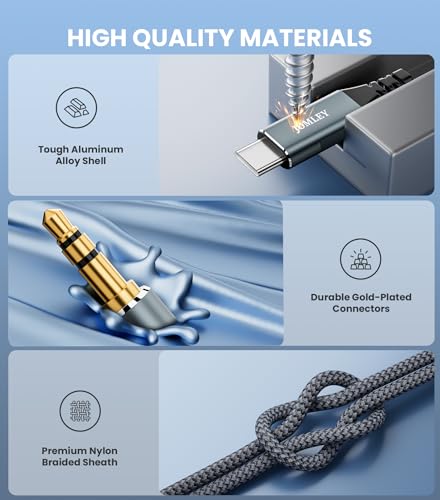USB C to Aux Type C to 3.5mm Headphone Car Stereo Cable, 10FT - size: 10ft